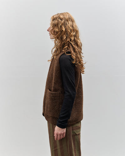 Cawley Portugest Wool Zip River Vest, Chocolate