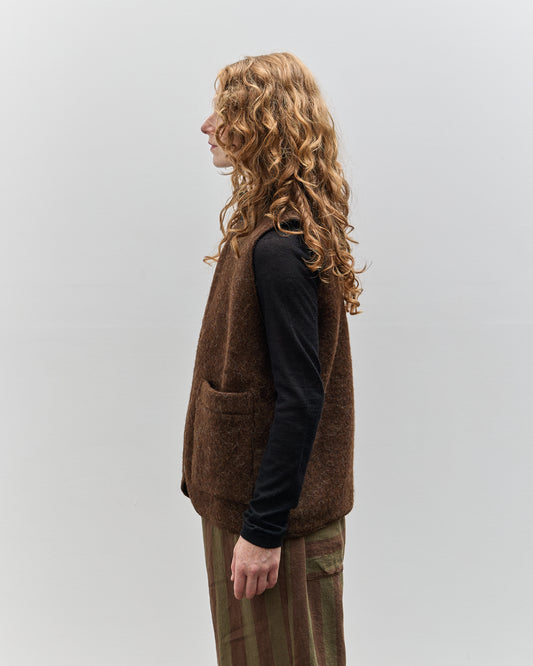 Cawley Portugest Wool Zip River Vest, Chocolate