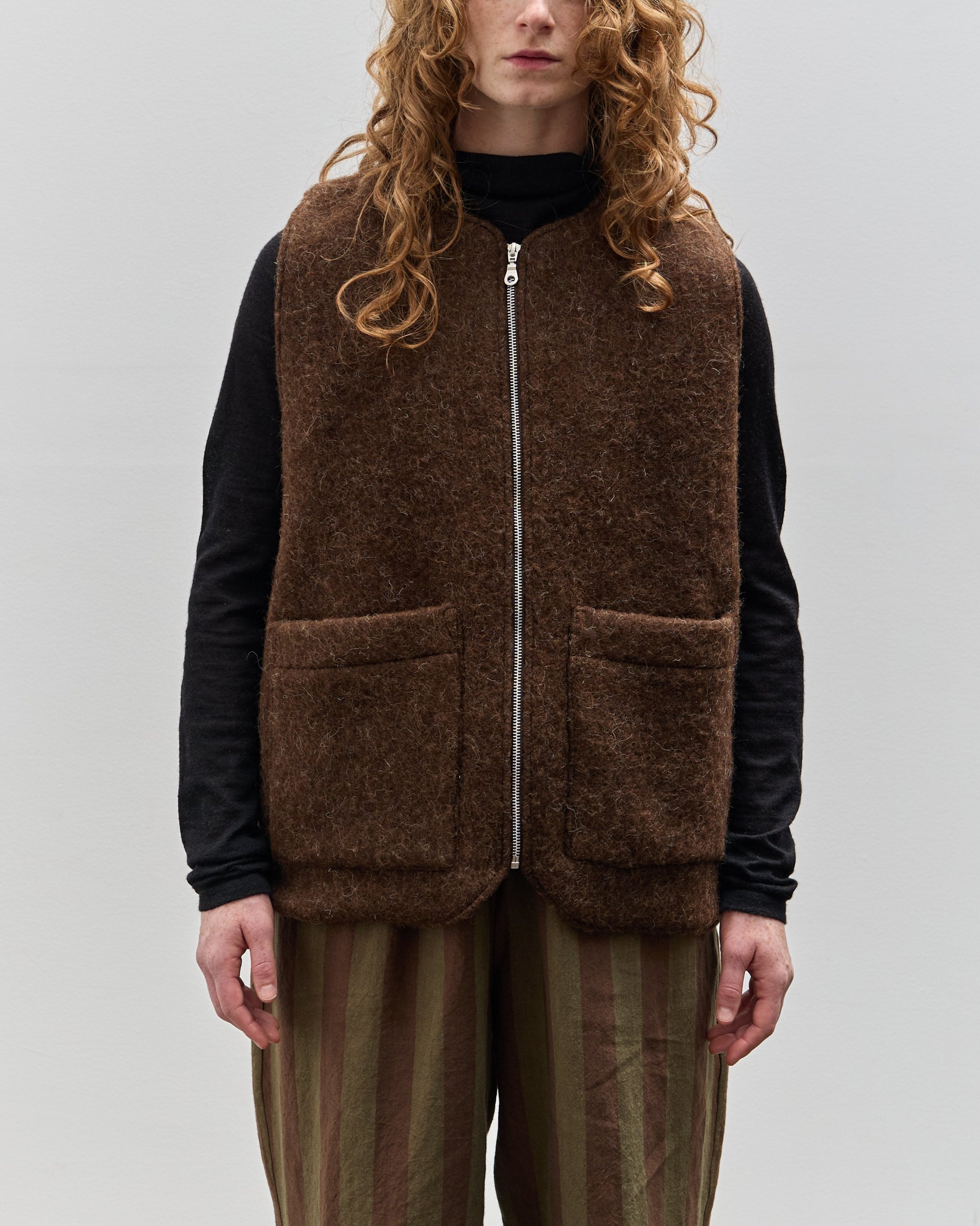 Cawley Portugest Wool Zip River Vest, Chocolate – Glasswing