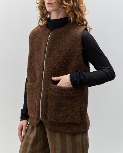 Cawley Portugest Wool Zip River Vest, Chocolate