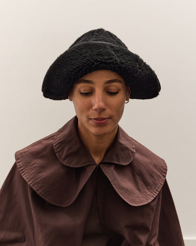 Cawley Sheepskin Sun Hat, Black