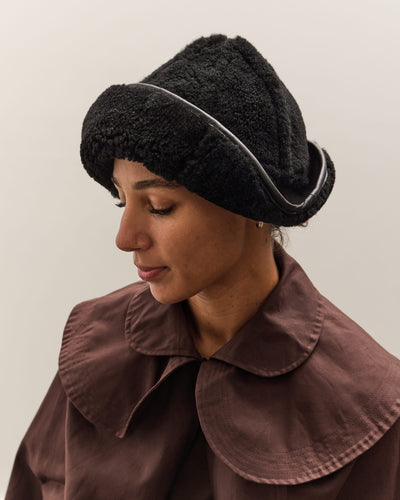 Cawley Sheepskin Sun Hat, Black