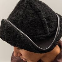 Cawley Sheepskin Sun Hat, Black