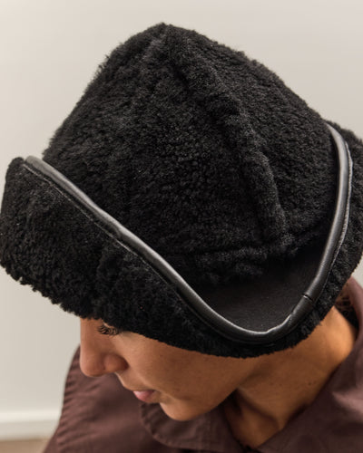 Cawley Sheepskin Sun Hat, Black