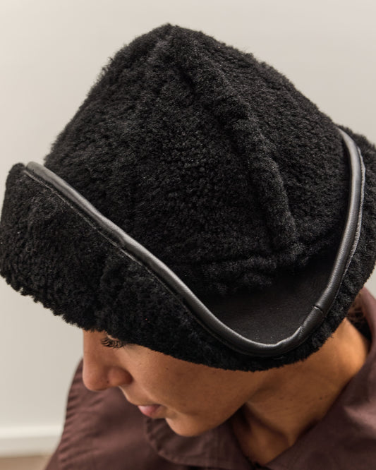 Cawley Sheepskin Sun Hat, Black