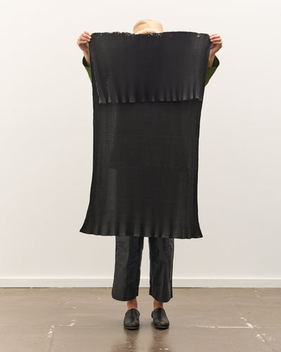 Cawley Silk Dupion Pleated Scarf, Black