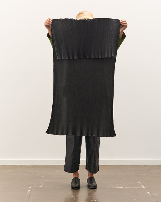 Cawley Silk Dupion Pleated Scarf, Black