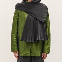 Cawley Silk Dupion Pleated Scarf, Black