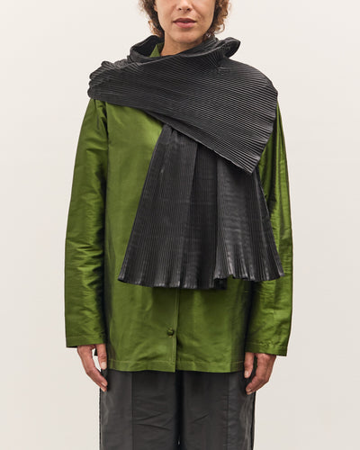 Cawley Silk Dupion Pleated Scarf, Black