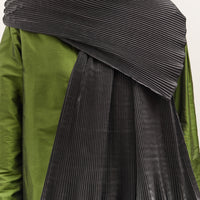 Cawley Silk Dupion Pleated Scarf, Black