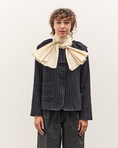 Cawley Silk Dupion Pleated Scarf, Ivory