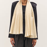 Cawley Silk Dupion Pleated Scarf, Ivory