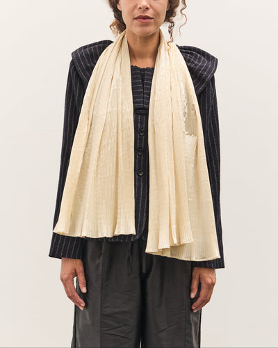 Cawley Silk Dupion Pleated Scarf, Ivory