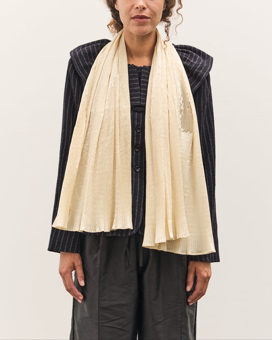 Cawley Silk Dupion Pleated Scarf, Ivory