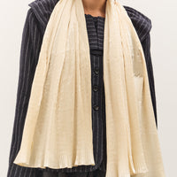 Cawley Silk Dupion Pleated Scarf, Ivory