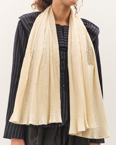 Cawley Silk Dupion Pleated Scarf, Ivory