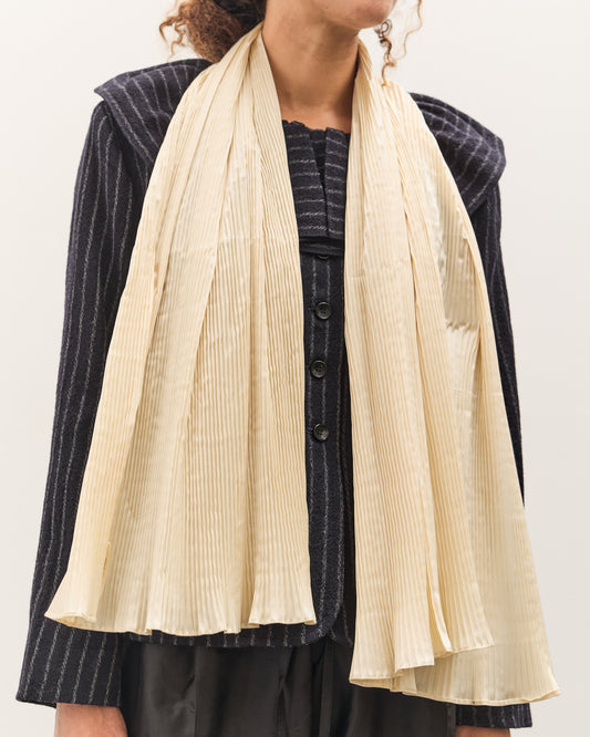 Cawley Silk Dupion Pleated Scarf, Ivory