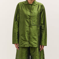 Cawley Silk Dupion Long Sleeve August Shirt with Trim, Bottle