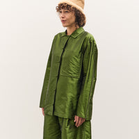 Cawley Silk Dupion Long Sleeve August Shirt with Trim, Bottle