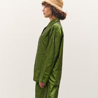 Cawley Silk Dupion Long Sleeve August Shirt with Trim, Bottle