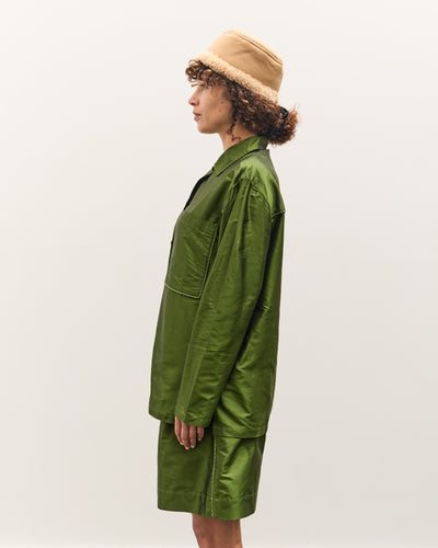 Cawley Silk Dupion Long Sleeve August Shirt with Trim, Bottle