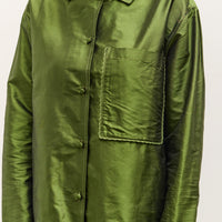 Cawley Silk Dupion Long Sleeve August Shirt with Trim, Bottle