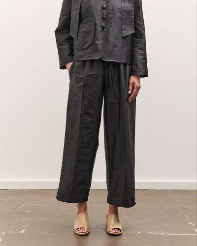 Cawley Silk Dupion Luna Trouser with Trim, Black