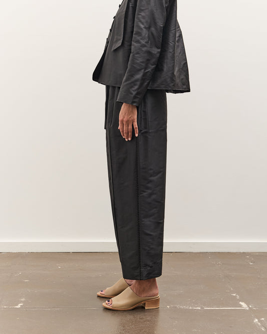 Cawley Silk Dupion Luna Trouser with Trim, Black