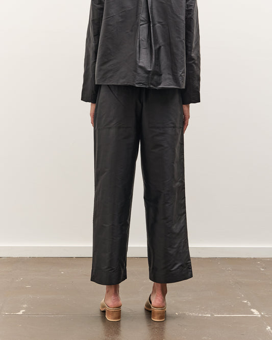 Cawley Silk Dupion Luna Trouser with Trim, Black