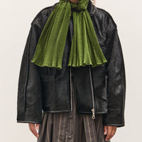 Cawley Silk Dupion Pleated Scarf, Bottle