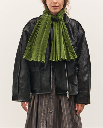 Cawley Silk Dupion Pleated Scarf, Bottle