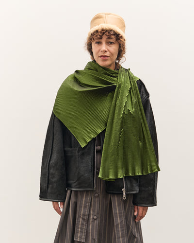 Cawley Silk Dupion Pleated Scarf, Bottle