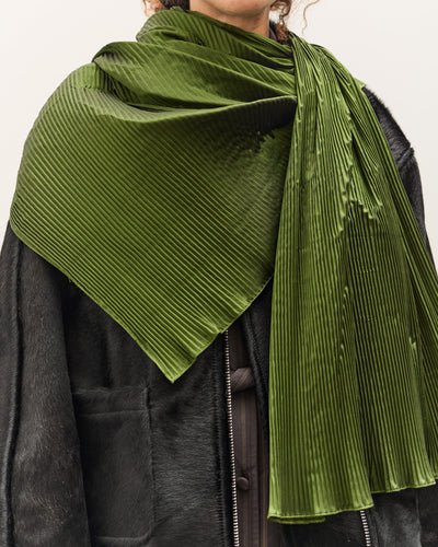 Cawley Silk Dupion Pleated Scarf, Bottle
