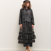 Cawley Silk Organza Betsy Skirt, Black
