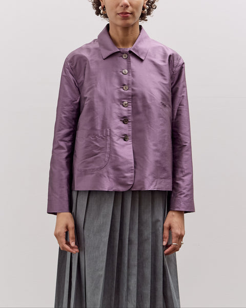 Semoh レーヨン キュプラ シャツ ジャケット ドローコード Purple Cawley Silk Dupion Lillie Jacket, Prune – Glasswing