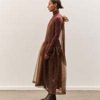 Cawley Silk Organza Gathered Isabella Dress, Chestnut