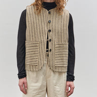 Cawley Striped Imogen Vest, Ecru/Brown