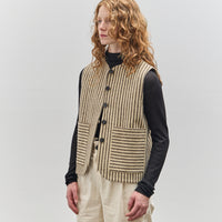 Cawley Striped Imogen Vest, Ecru/Brown