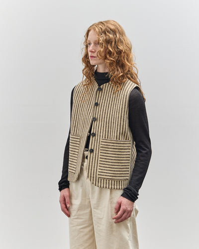 Cawley Striped Imogen Vest, Ecru/Brown