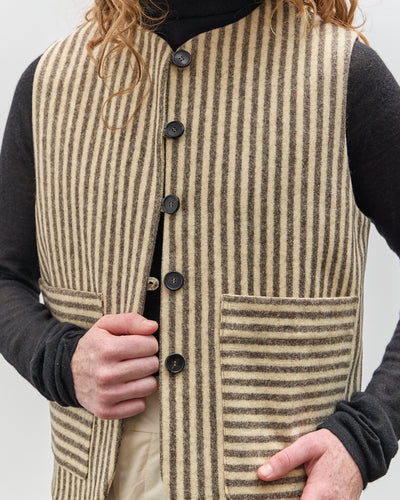 Cawley Striped Imogen Vest, Ecru/Brown