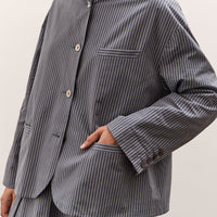 Cawley Reeva Hooded Shirt, Navy Stripe
