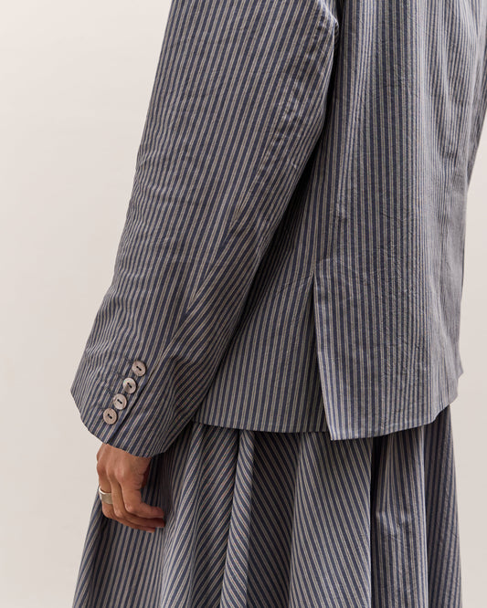 Cawley Reeva Hooded Shirt, Navy Stripe