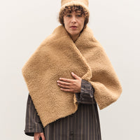 Cawley Tan Leather Back Curly Shawl, Tan