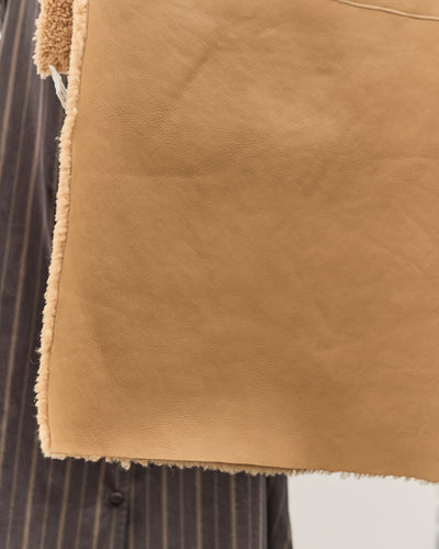 Cawley Tan Leather Back Curly Shawl, Tan