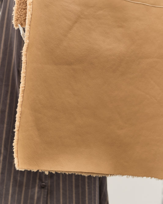 Cawley Tan Leather Back Curly Shawl, Tan