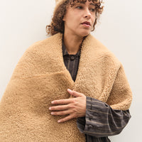 Cawley Tan Leather Back Curly Shawl, Tan