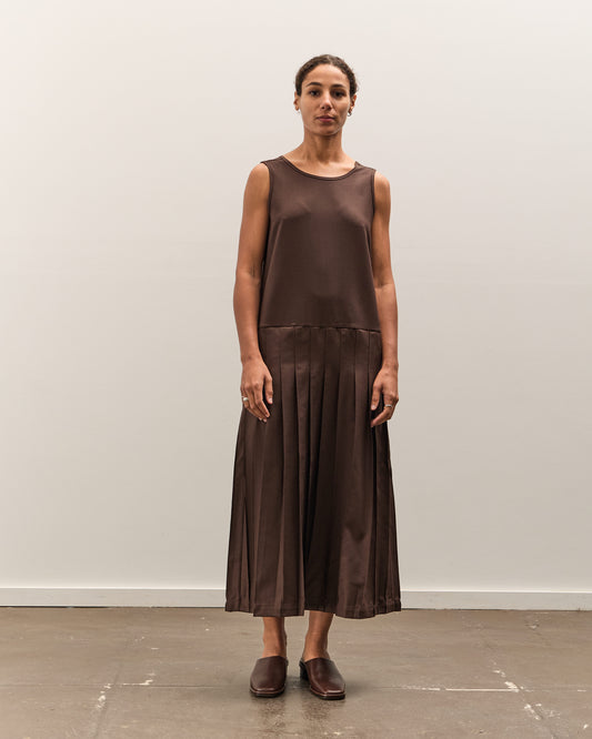 Cawley Wool V Back Isabella Dress, Chocolate