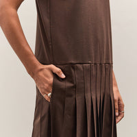 Cawley Wool V Back Isabella Dress, Chocolate