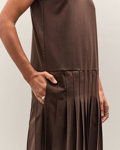 Cawley Wool V Back Isabella Dress, Chocolate