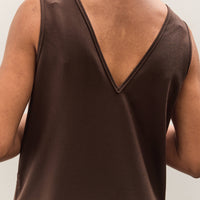 Cawley Wool V Back Isabella Dress, Chocolate